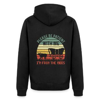 Retro Train 1900s Sunset Vintage Graphic - Unisex Premium Organic Zip Hoodie - black - Back - Nico (187cm)