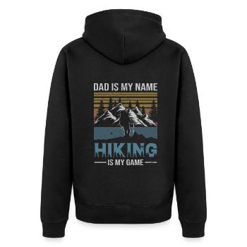 Father's Day Hiking Dad Mountain Adventure - Unisex Premium Organic Zip Hoodie - black - Back - Nico (187cm)