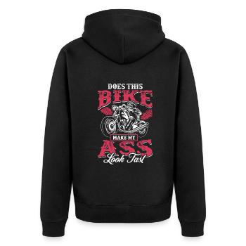Does This Bike Vintage Motorcycle Club Enthusiast - Unisex Premium Bio Zip Hoodie - Schwarz - Hinten - Nico (187cm)