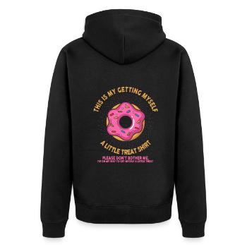 Cremiges Eisbecher-Dessert Stört mich nicht - Unisex Premium Bio Zip Hoodie - Schwarz - Hinten - Nico (187cm)
