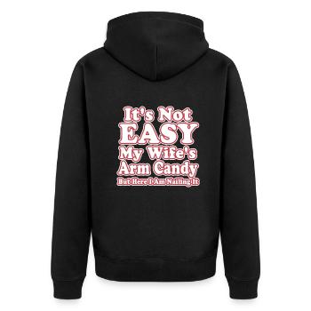 Ce n’est pas facile d’être le bonbon du bras de ma femme - Veste à capuche bio Premium Unisexe - noir - Dos - Nico (187cm)