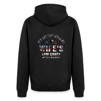 ES IST NICHT EINFACH, DAS ARMBONBON MEINER FRAU ZU SEIN - Unisex Premium Bio Zip Hoodie - Schwarz - Hinten - Nico (187cm)
