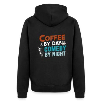 Café Le Jour Comédie La Nuit Comédien - Veste à capuche bio Premium Unisexe - noir - Dos - Nico (187cm)