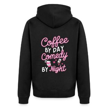Café Le Jour Comédie La Nuit Comédien - Veste à capuche bio Premium Unisexe - noir - Dos - Nico (187cm)