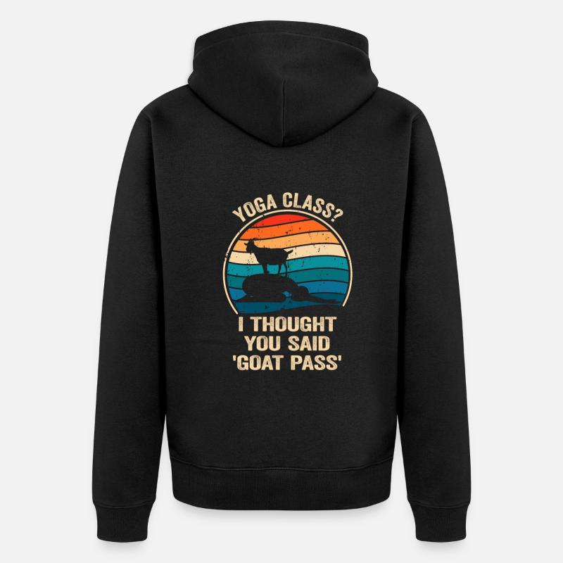Yogastunde oder Ziegenpass - Unisex Premium Bio Zip Hoodie - Schwarz