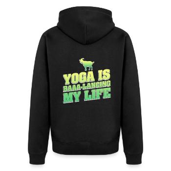 Yoga de la chèvre Équilibrer ma vie - Veste à capuche bio Premium Unisexe - noir - Dos - Nico (187cm)