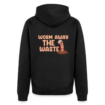 Wurmfarmer Wurmkompost Niedliche Männer Frauen - Unisex Premium Bio Zip Hoodie - Schwarz - Hinten - Nico (187cm)