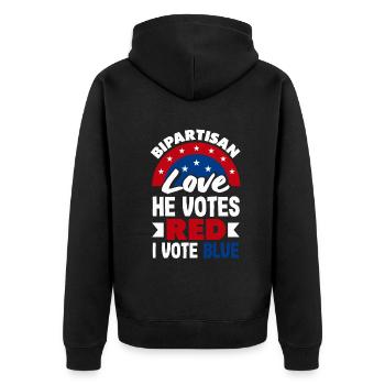 Electing Love Every Day Unity Patriotic American - Unisex Premium Bio Zip Hoodie - Schwarz - Hinten - Nico (187cm)