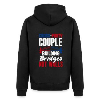 United In Love Unity Patriotic American - Unisex Premium Bio Zip Hoodie - Schwarz - Hinten - Nico (187cm)