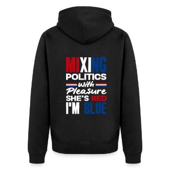 United In Love Unity Patriotic American - Unisex Premium Bio Zip Hoodie - Schwarz - Hinten - Nico (187cm)