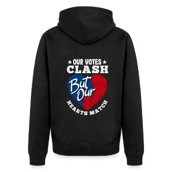 United In Love Unity Patriotic American - Unisex Premium Bio Zip Hoodie - Schwarz - Hinten - Nico (187cm)