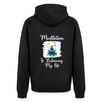 La méditation équilibre ma vie - Veste à capuche bio Premium Unisexe - noir - Dos - Nico (187cm)
