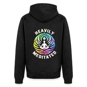 Stark meditiert - Unisex Premium Bio Zip Hoodie - Schwarz - Hinten - Nico (187cm)