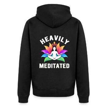 Stark meditiert - Unisex Premium Bio Zip Hoodie - Schwarz - Hinten - Nico (187cm)