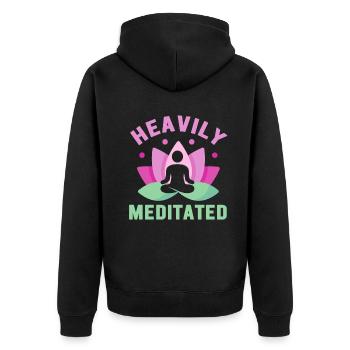 Stark meditiert - Unisex Premium Bio Zip Hoodie - Schwarz - Hinten - Nico (187cm)