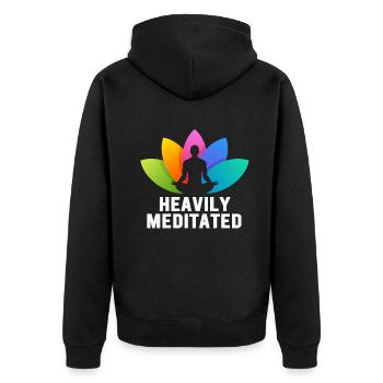 Heavily Meditated - Unisex Premium Organic Zip Hoodie - black - Back - Nico (187cm)