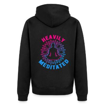 Stark meditiert - Unisex Premium Bio Zip Hoodie - Schwarz - Hinten - Nico (187cm)