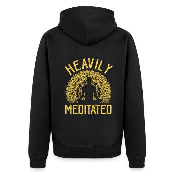 Stark meditiert - Unisex Premium Bio Zip Hoodie - Schwarz - Hinten - Nico (187cm)