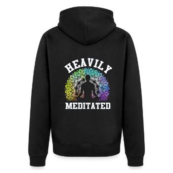 Stark meditiert - Unisex Premium Bio Zip Hoodie - Schwarz - Hinten - Nico (187cm)