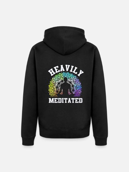 Heavily Meditated - Unisex Premium Organic Zip Hoodie - black