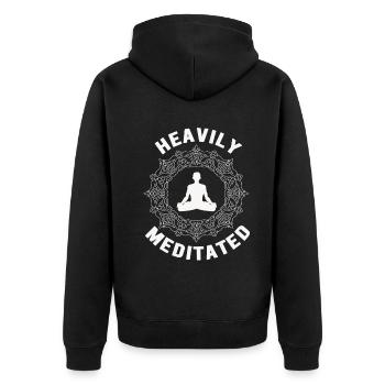 Stark meditiert - Unisex Premium Bio Zip Hoodie - Schwarz - Hinten - Nico (187cm)
