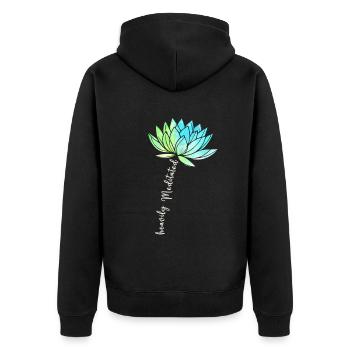 Stark meditiert - Unisex Premium Bio Zip Hoodie - Schwarz - Hinten - Nico (187cm)