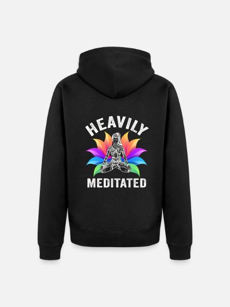 Heavily Meditated - Unisex Premium Organic Zip Hoodie - black