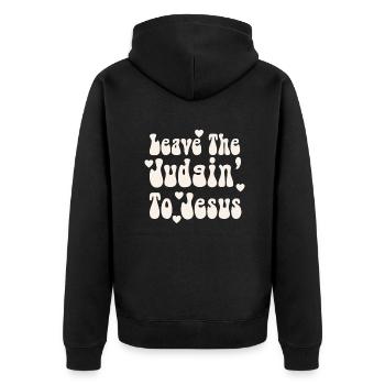 Leave The Judgin' To Jesus - Unisex Premium Organic Zip Hoodie - black - Back - Nico (187cm)