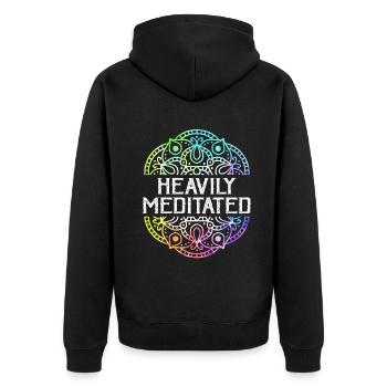 Stark meditiert - Unisex Premium Bio Zip Hoodie - Schwarz - Hinten - Nico (187cm)