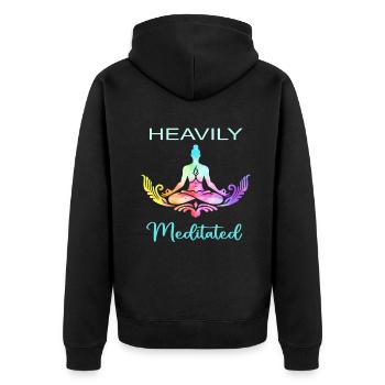 Stark meditiert - Unisex Premium Bio Zip Hoodie - Schwarz - Hinten - Nico (187cm)