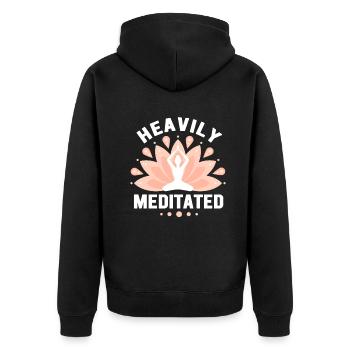 Stark meditiert - Unisex Premium Bio Zip Hoodie - Schwarz - Hinten - Nico (187cm)