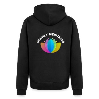 Stark meditiert - Unisex Premium Bio Zip Hoodie - Schwarz - Hinten - Nico (187cm)