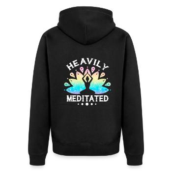 Stark meditiert - Unisex Premium Bio Zip Hoodie - Schwarz - Hinten - Nico (187cm)