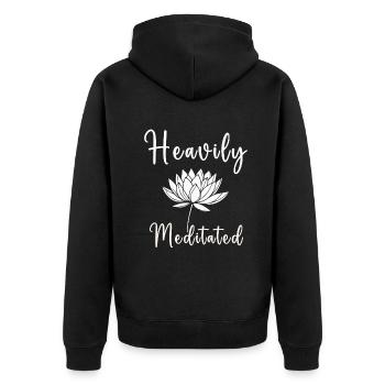 Stark meditiert - Unisex Premium Bio Zip Hoodie - Schwarz - Hinten - Nico (187cm)