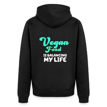 La nourriture végétalienne équilibre ma vie - Veste à capuche bio Premium Unisexe - noir - Dos - Nico (187cm)