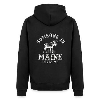 Quelqu’un dans le Maine m’aime - Veste à capuche bio Premium Unisexe - noir - Dos - Nico (187cm)