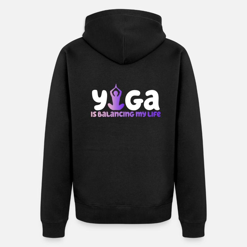Le yoga équilibre ma vie - Veste à capuche bio Premium Unisexe - noir