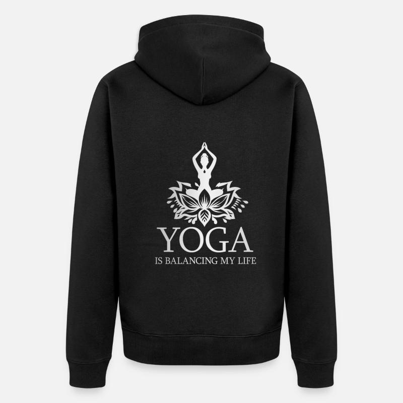 Le yoga équilibre ma vie - Veste à capuche bio Premium Unisexe - noir