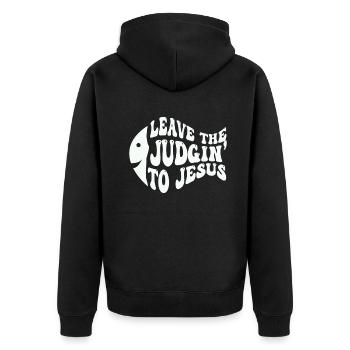Leave The Judgin' To Jesus - Unisex Premium Organic Zip Hoodie - black - Back - Nico (187cm)