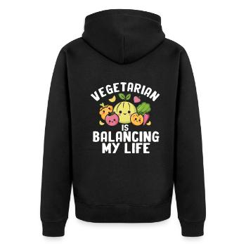 Vegetarian Balancing My Life - Unisex Premium Organic Zip Hoodie - black - Back - Nico (187cm)
