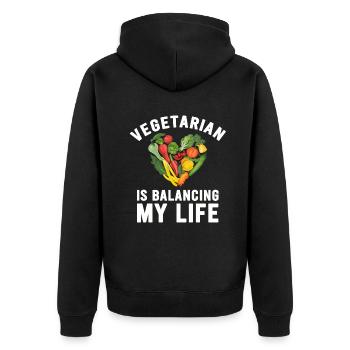 Vegetarian Balancing My Life - Unisex Premium Organic Zip Hoodie - black - Back - Nico (187cm)