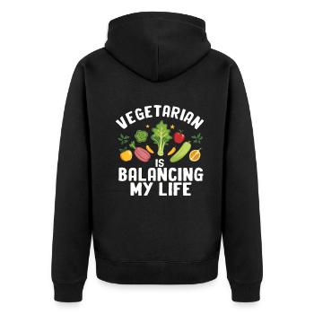 Vegetarian Balancing My Life - Unisex Premium Organic Zip Hoodie - black - Back - Nico (187cm)