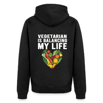 Vegetarian Balancing My Life - Unisex Premium Organic Zip Hoodie - black - Back - Nico (187cm)