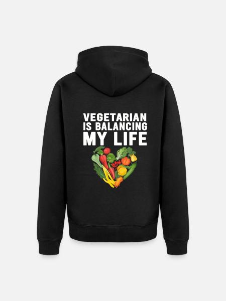 Vegetarian Balancing My Life - Unisex Premium Organic Zip Hoodie - black