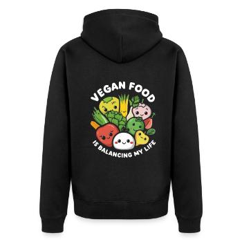 Vegan Food Is Balancing My Life - Unisex Premium Organic Zip Hoodie - black - Back - Nico (187cm)