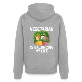 Végétarien Équilibrer ma vie - Veste à capuche bio Premium Unisexe - gris chiné - Dos - Nico (187cm)