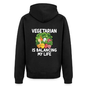 Vegetarisch Mein Leben unter einen Hut bringen - Unisex Premium Bio Zip Hoodie - Schwarz - Hinten - Nico (187cm)