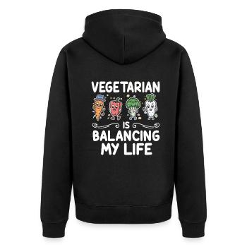 Vegetarian Balancing My Life - Unisex Premium Organic Zip Hoodie - black - Back - Nico (187cm)