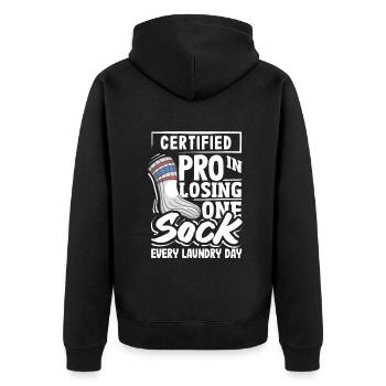 Certifié Pro pour perdre une chaussette à chaque lessive - Veste à capuche bio Premium Unisexe - noir - Dos - Nico (187cm)