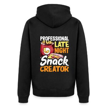 Professional Late Night Snack Creator - Unisex Premium Organic Zip Hoodie - black - Back - Nico (187cm)
